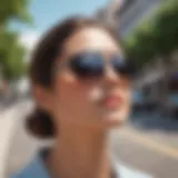 Stylish sun visor sunglasses showcased outdoors