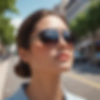 Stylish sun visor sunglasses showcased outdoors