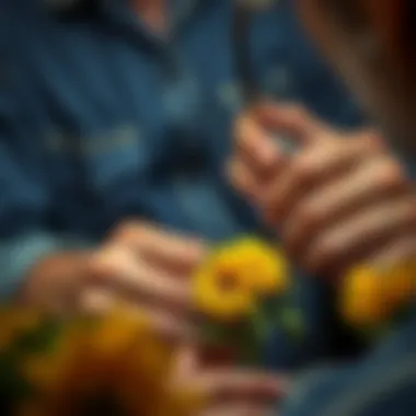 Artisan Craftsmanship of Sunflower Wedding Bands Artisan crafting a sunflower wedding band with attention to detail