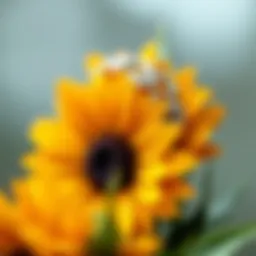 Close-up of a sunflower wedding band showcasing intricate floral design