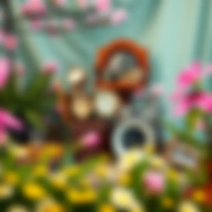 Vintage Props with Spring Vibe An artistic arrangement of vintage props against a spring backdrop