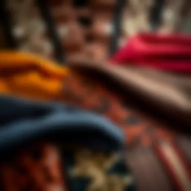 Close-up of diverse fabrics used in corsets