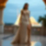 Intricate Lace High-Slit Gown Elegant gown with a high slit showcasing intricate lace detailing