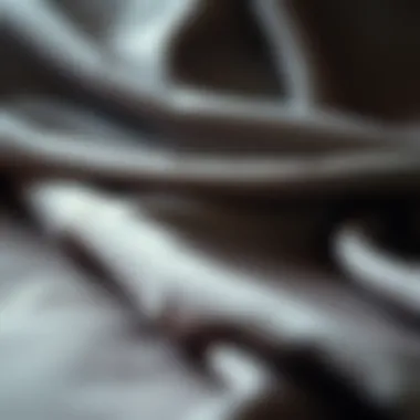 Luxurious Fabric Choices for Gowns A close-up of luxurious fabric swatches for high-slit gowns