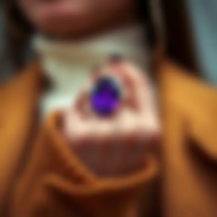 Minimalist Amethyst Rings in Fashion Minimalist amethyst rings styled with fashionable attire