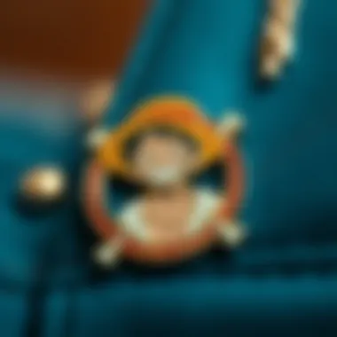 Close-up of a beautifully crafted One Piece anime pin featuring a beloved character