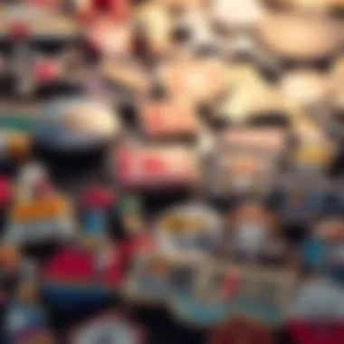 A collection of vibrant One Piece anime pins displayed artistically