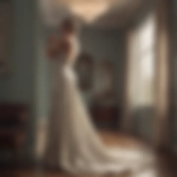 A modern interpretation of a vintage long gown in a contemporary setting.