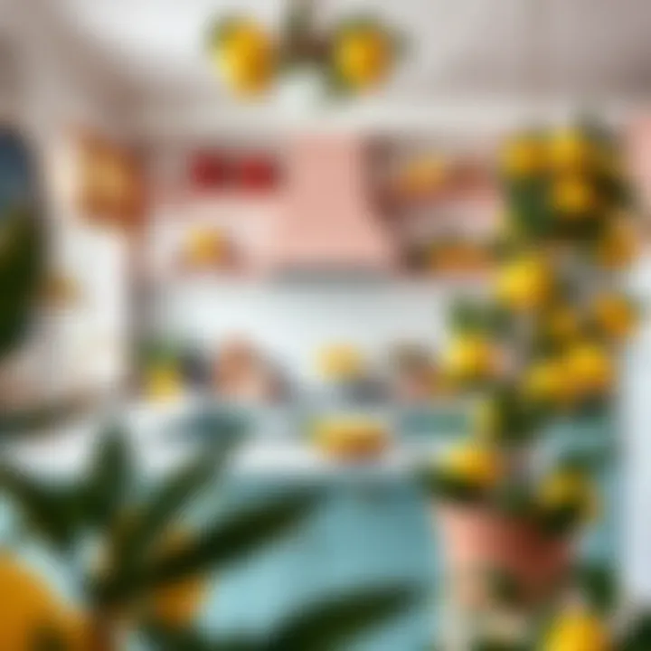 Vibrant Kitchen Decor with Faux Lemons Colorful kitchen decor enhanced by artificial lemons