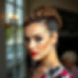 Elegant updo created with a synthetic wig showcasing intricate braids and twists