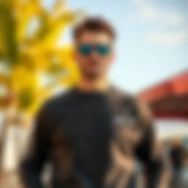 Bolle Sweatshirt in Casual Outdoor Setting Stylish outdoor scene with a model wearing a Bolle sweatshirt