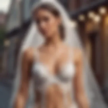 Stylish bride showcasing bikini and veil outfit