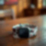 Stylish cow print Apple Watch band on a wooden table