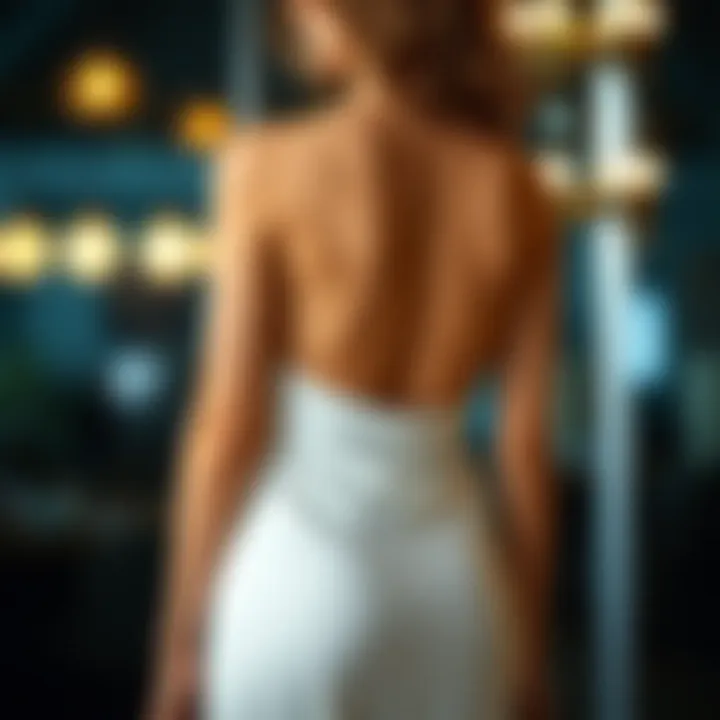 Elegant criss cross backless cami dress featuring intricate design details