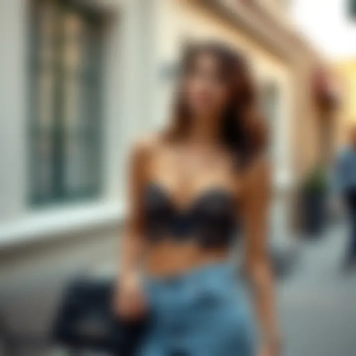 Styling Lace Bandeau Bralettes with Contemporary Fashion Stylish outfit featuring a lace bandeau bralette