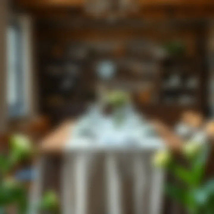 Rustic Elegance: A Farmhouse Table Setting Charming farmhouse table adorned with a rustic tablecloth