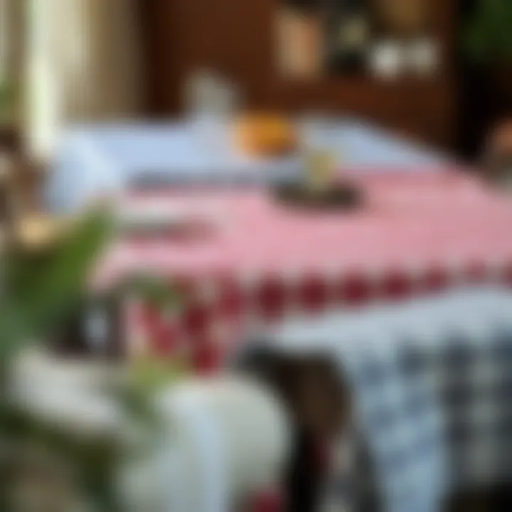 Diverse Designs: Patterns and Textures of Farmhouse Tablecloths Variety of farmhouse tablecloths showcasing different patterns and materials