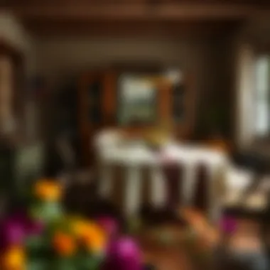 Inviting Atmosphere: Farmhouse Decor in Action Cozy dining area featuring a farmhouse tablecloth in a warm setting