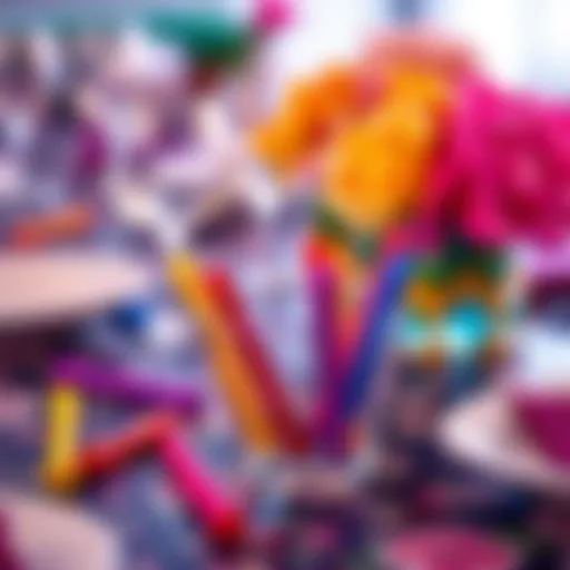 Colorful silicone drink markers on a vibrant table setting