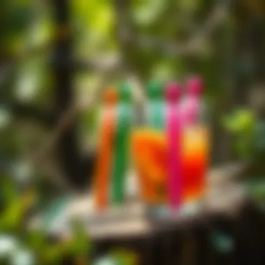 Eco-friendly silicone drink markers in a natural setting