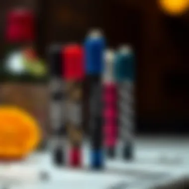 Close-up of a silicone drink marker showcasing unique designs