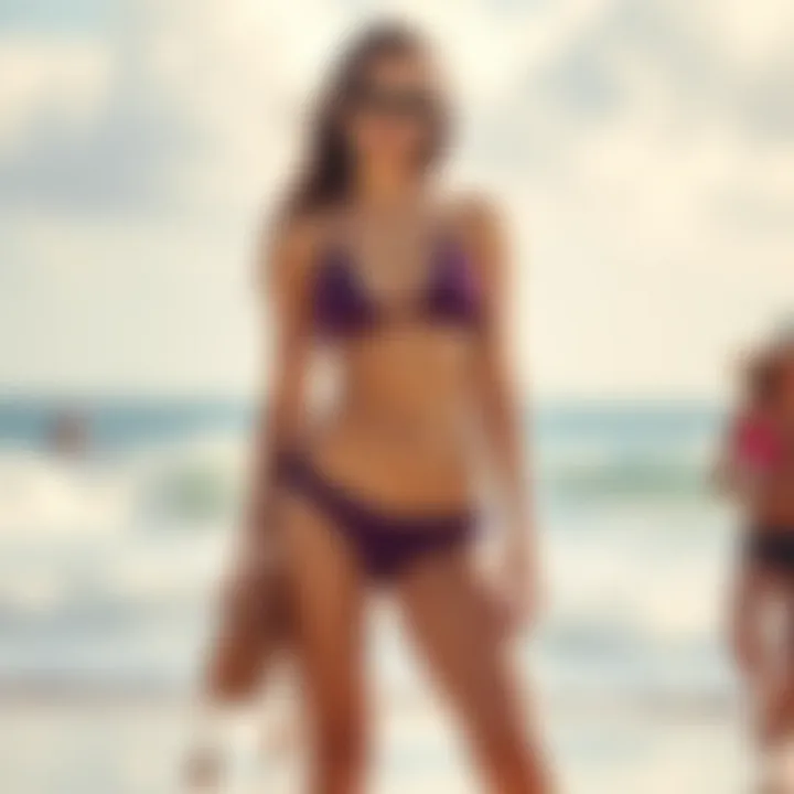 Chic Beach Style Fusion A chic combination of a bathing suit and booty shorts on a beach