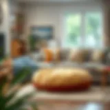 A beautifully styled knot floor cushion in a modern living room setting