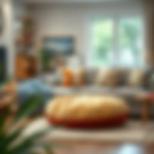 A beautifully styled knot floor cushion in a modern living room setting