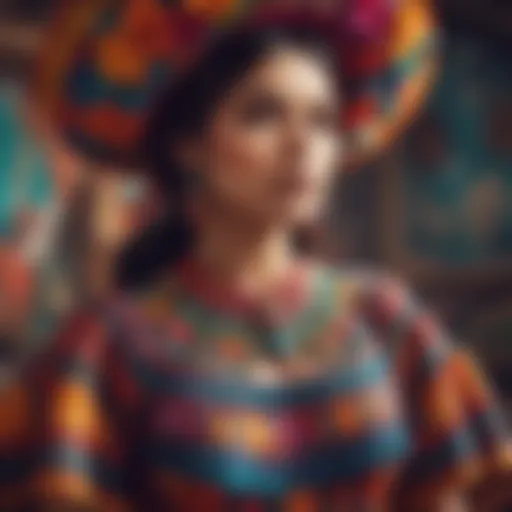 Traditional Mexican attire showcasing vibrant colors and intricate embroidery