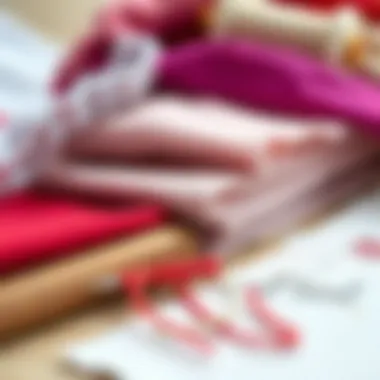 Showcase of Sewing Materials Materials used for crafting doll apparel, highlighting textures and colors