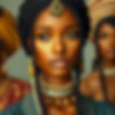 An artistic representation of cultural influences in braided wigs, featuring traditional and modern interpretations.