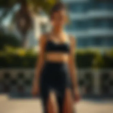 Notable Exploring the Solid Bralette Top and High Split Front Skirt Set