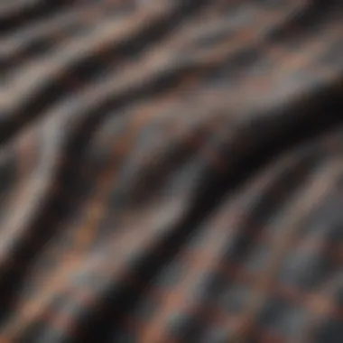 Close-up of the fabric texture of plaid chef pants