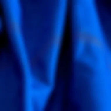 Close-up of royal blue fabric showcasing texture and quality