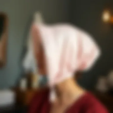 Silk bonnet displayed with a hair care routine setting