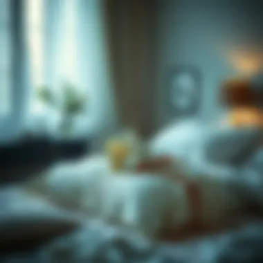 A serene bedroom scene with a silk bonnet atop a pillow