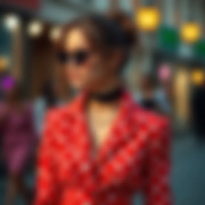 Creative fashion design featuring polka dot minky fabric in a stylish outfit