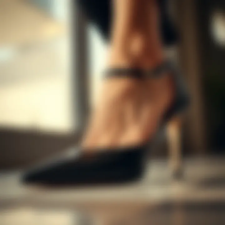 Intricate Design Elements of Ankle Strap Pumps Close-up of pump shoe detailing showcasing design elements