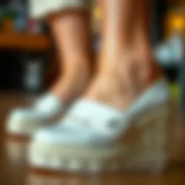 Comfort Features of Wedge House Shoes Close-up of comfortable cushioning in wedge house shoes
