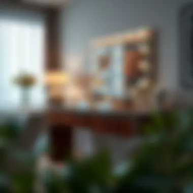 Innovative Vanity Integration Modern transparent storage solution integrated into a vanity setup.