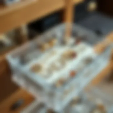 Chic Organizer for Precious Pieces Stylish transparent drawer organizer filled with rings and earrings.