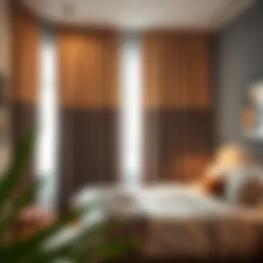 Stylish Panels Enhancing Bedroom Ambiance Stylish two toned curtain panels in a cozy bedroom