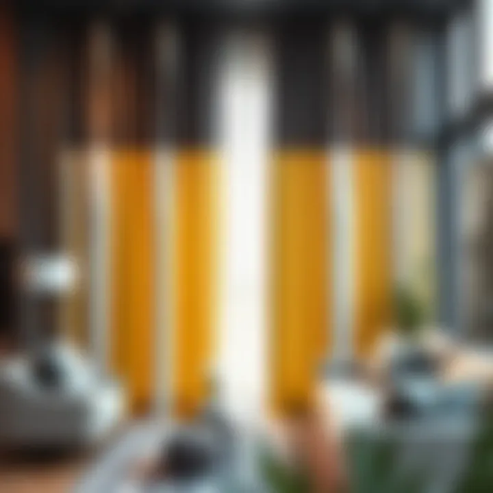 Elegant Two Toned Panels in a Modern Setting Elegant two toned curtain panel in a modern living room