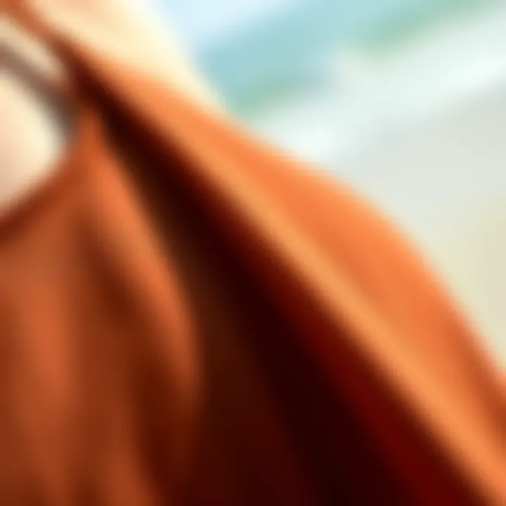 Close-up detail of fabric texture of brown cover up