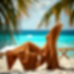 Elegant brown cover up draped on a beach chair