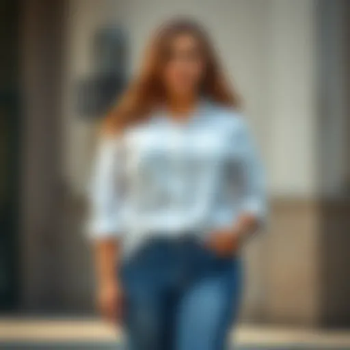 Casual Styling of Plus Size White Button-Up Shirt Stylish plus size white button-up shirt paired with casual jeans
