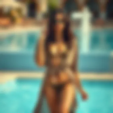 Stylish layering of a brown cover up with swimwear