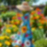 A vibrant casual sun dress displayed in a sunny garden setting