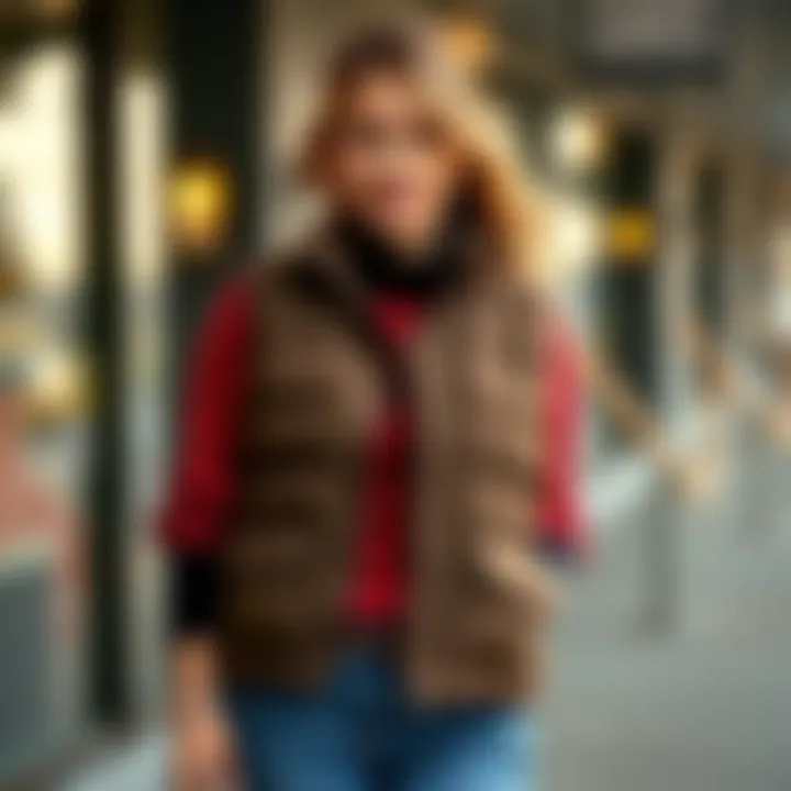 Stylish layered outfit featuring a fleece vest