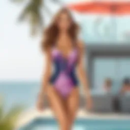 Elegant zip front swimsuit showcasing modern design